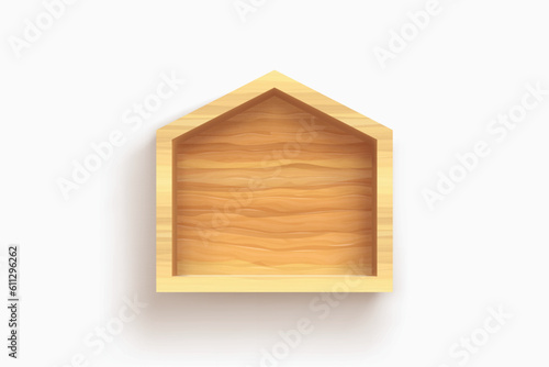 realistic wooden house symbol on white back