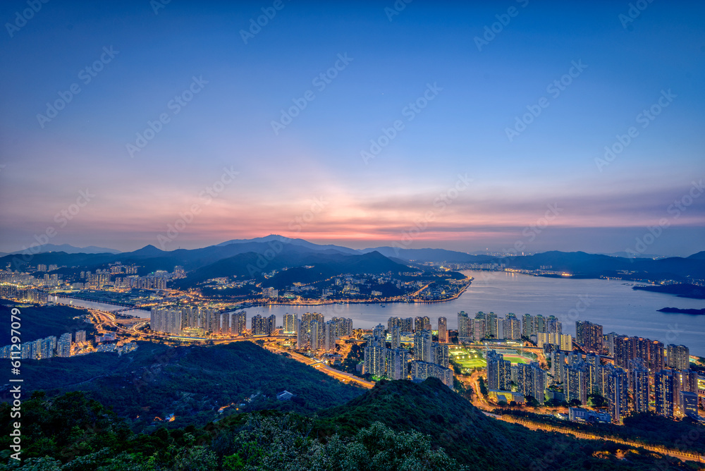 Sunset of Ma On Shan, Hong Kong with Blue sky