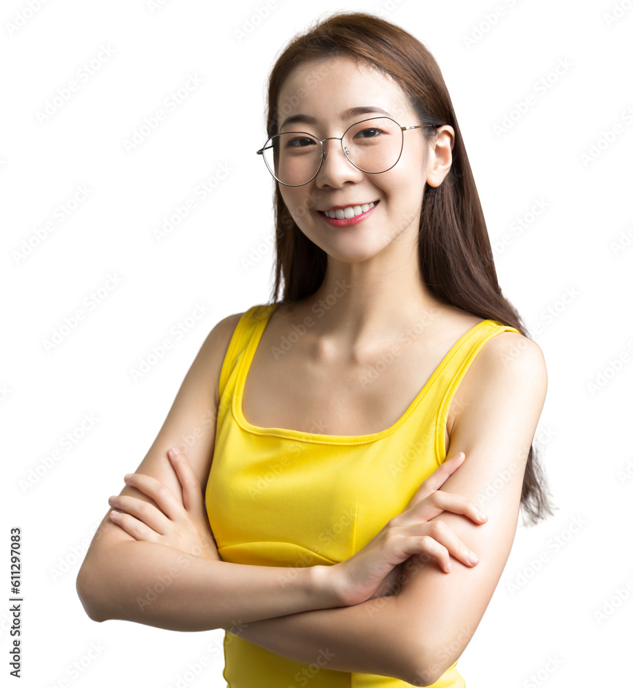 © saksit - Portrait of young Asian casual business woman isolated white background, remove background © saksit - Portrait of young Asian casual business woman isolated white background, remove background