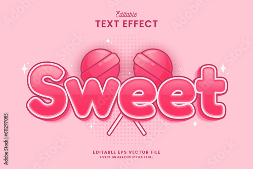 decorative sweet candy editable text effect vector design