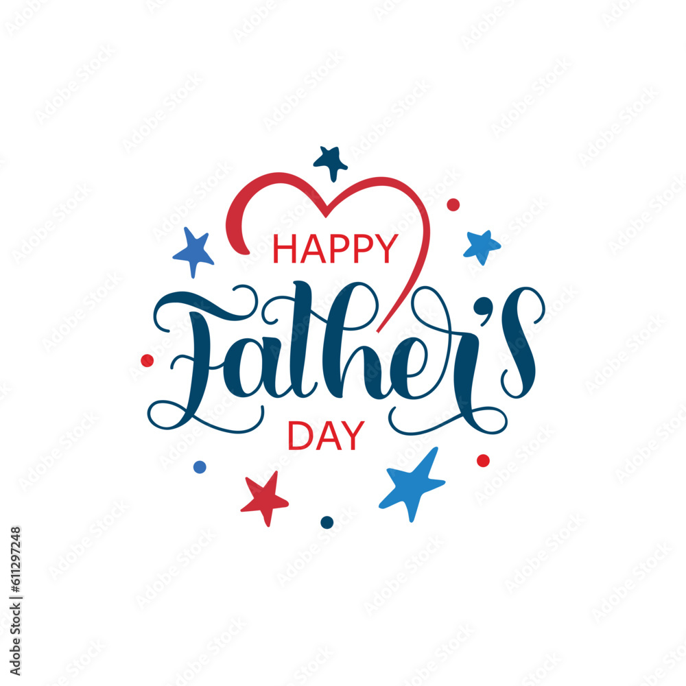 Happy Father's Day handwritten text isolated on white background. Modern brush ink calligraphy, hand lettering typography for print, poster, banner, greeting card. Vector illustration. Dad, daddy logo