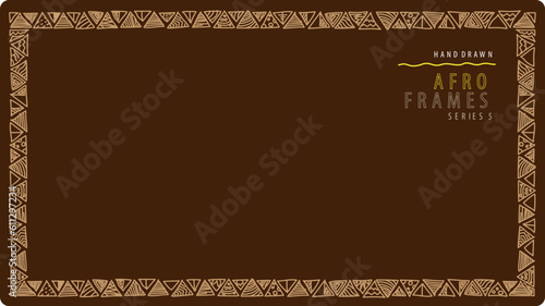 Afro background pattern, hand drawn borders