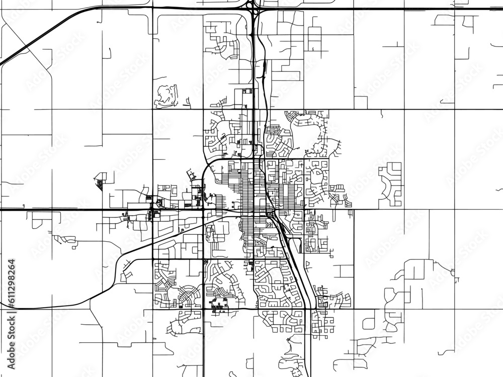 Vector road map of the city of Grande Prairie Alberta in Canada on a white background. Vector road map of the city of Grande Prairie Alberta in Canada on a white background.