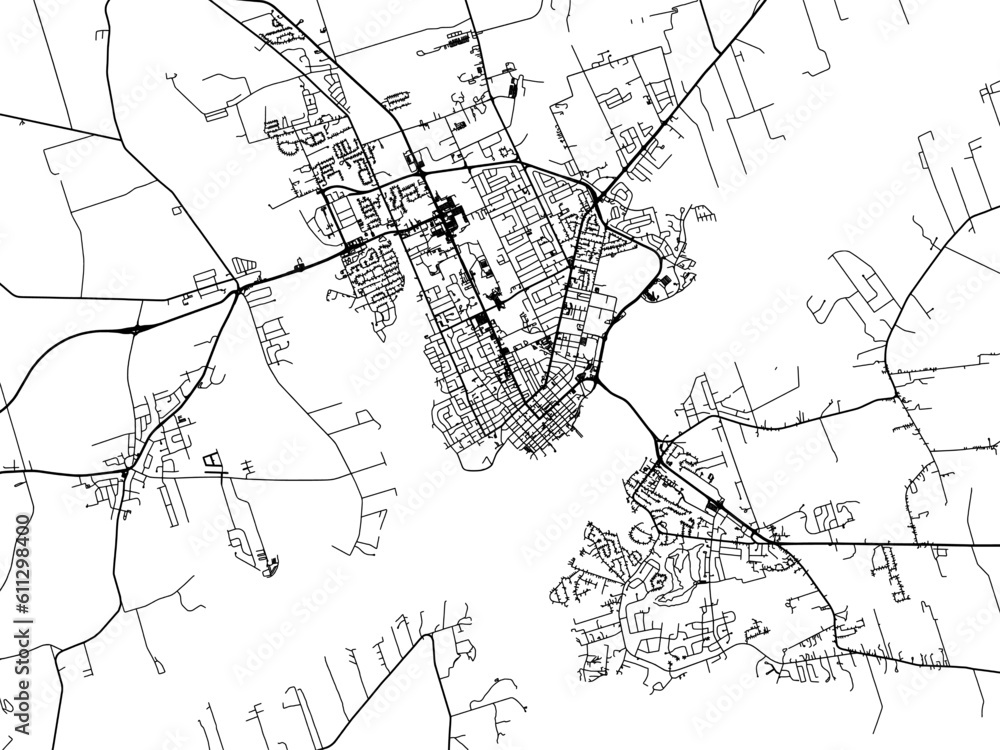 Vector road map of the city of  Charlottetown Prince Edward Island in Canada on a white background.