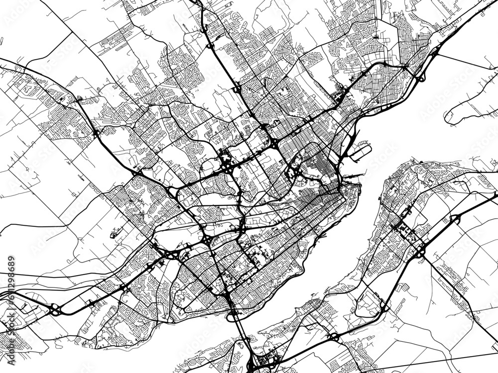Fototapeta premium Vector road map of the city of Quebec City Quebec in Canada on a white background.