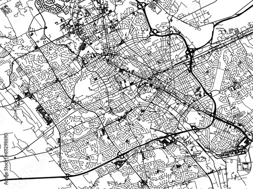 Vector road map of the city of  Kitchener Ontario in Canada on a white background.