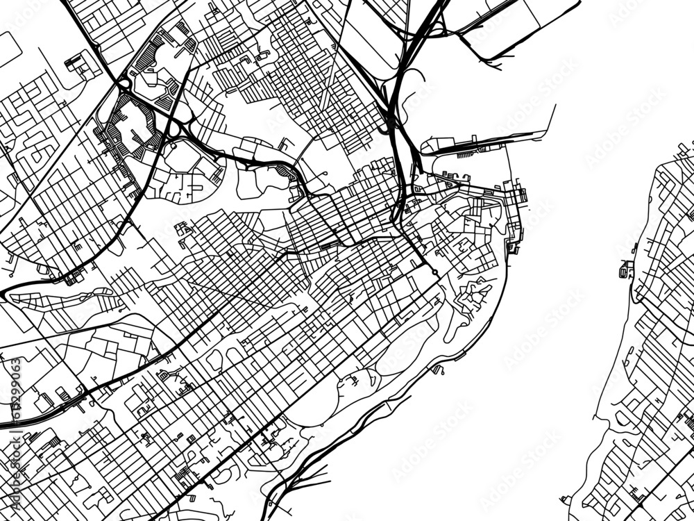 Vector road map of the city of  Quebec City center Quebec in Canada on a white background.