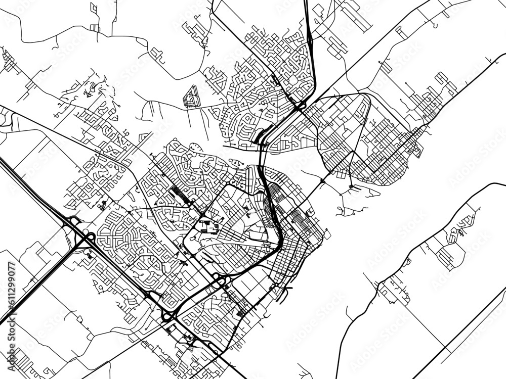 Naklejka premium Vector road map of the city of Trois-Rivières Quebec in Canada on a white background.