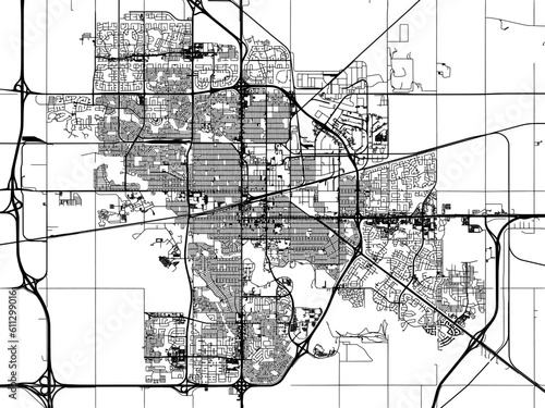 Vector road map of the city of Regina Saskatchewan in Canada on a white background.