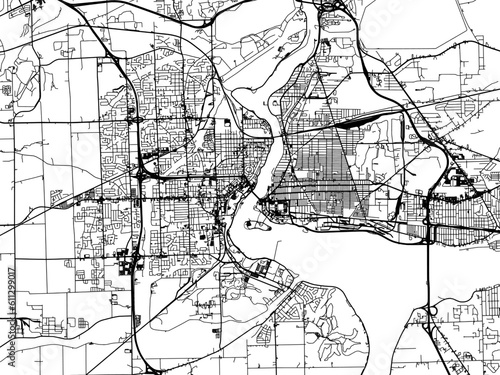 Vector road map of the city of  Niagara Falls Ontario in Canada on a white background.