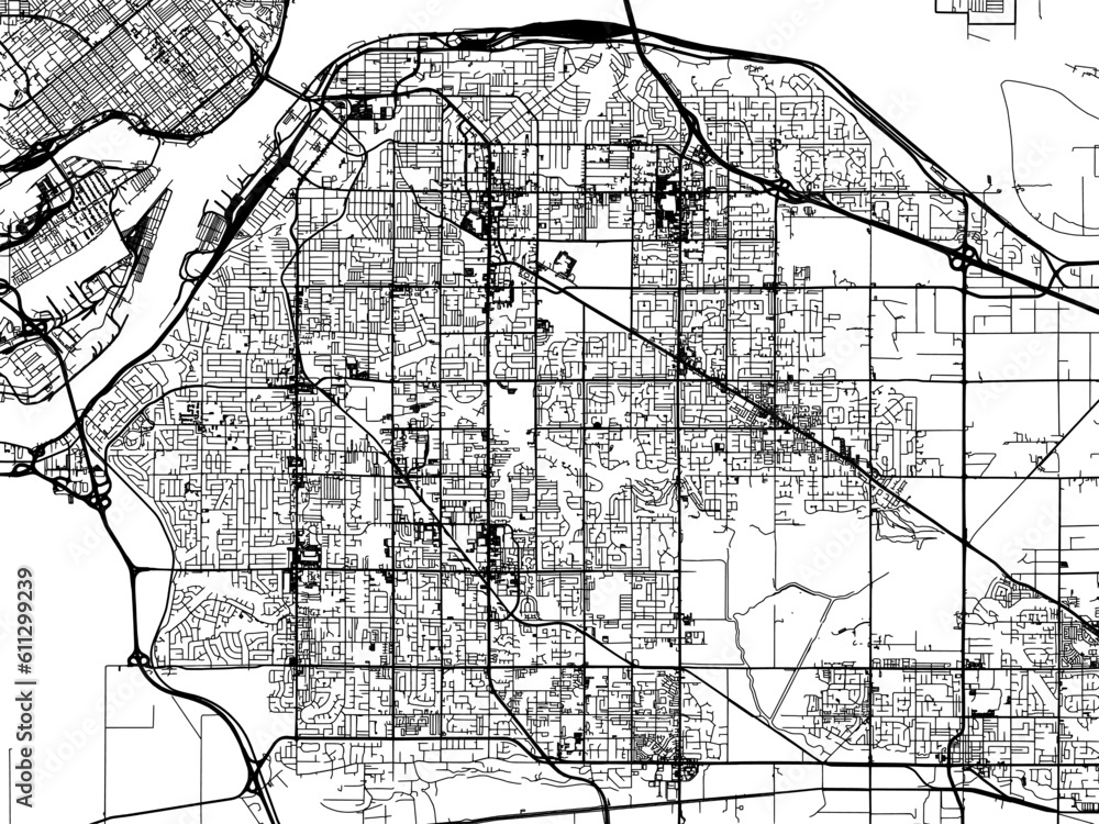 Naklejka premium Vector road map of the city of Surrey British Columbia in Canada on a white background.