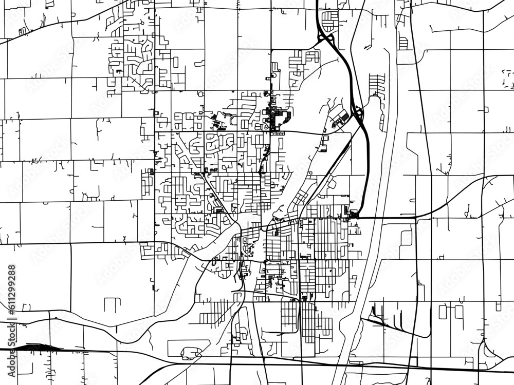 Vector road map of the city of Welland Ontario in Canada on a white