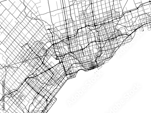 Vector road map of the city of  Toronto Metro Ontario in Canada on a white background.