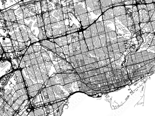 Vector road map of the city of  Toronto Ontario in Canada on a white background.