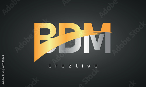 BDM Letters Logo Design with Creative Intersected and Cutted photo