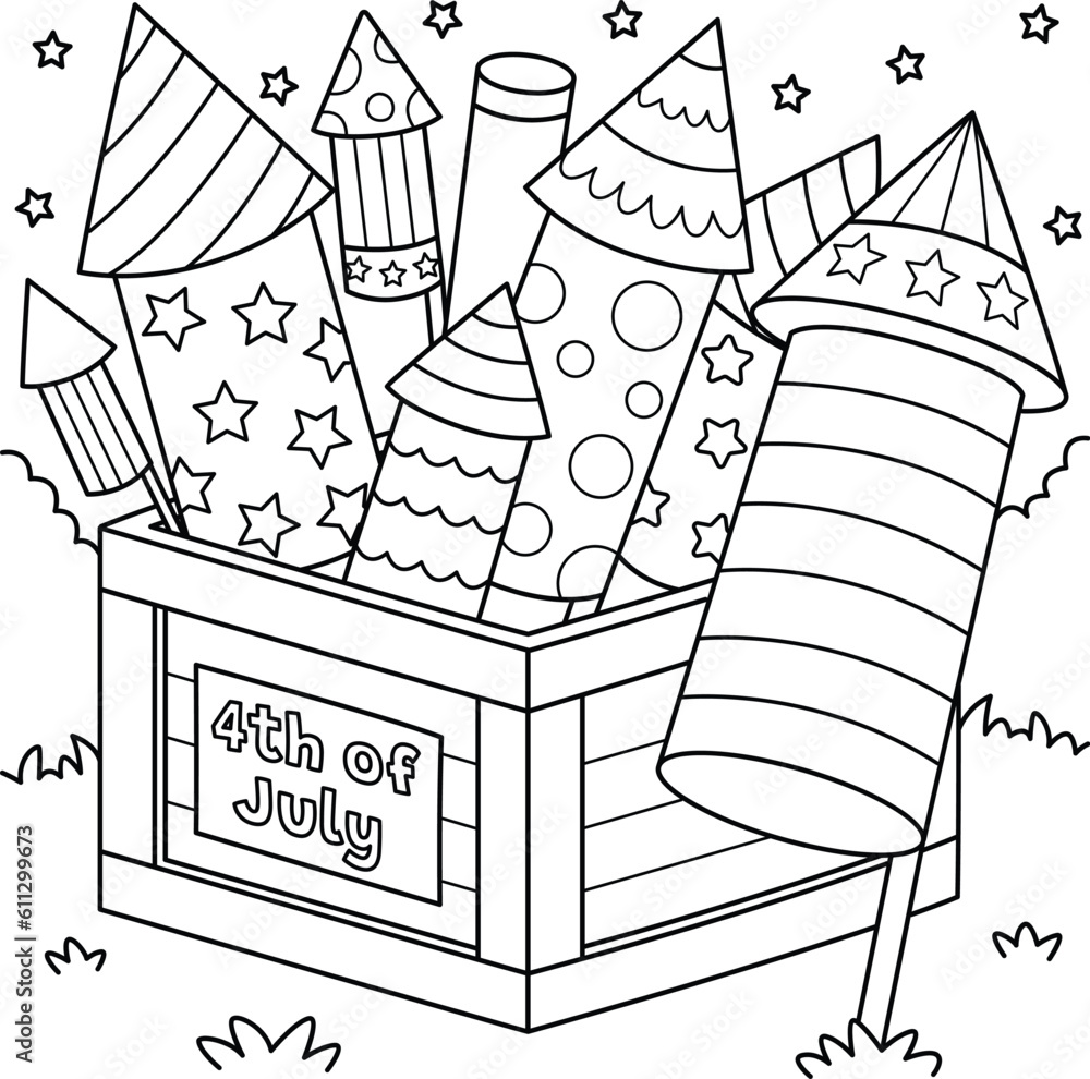 th of July Fireworks Coloring Page for Kids Stock Vector Adobe th of July Fireworks Coloring Page for Kids Stock Vector Adobe