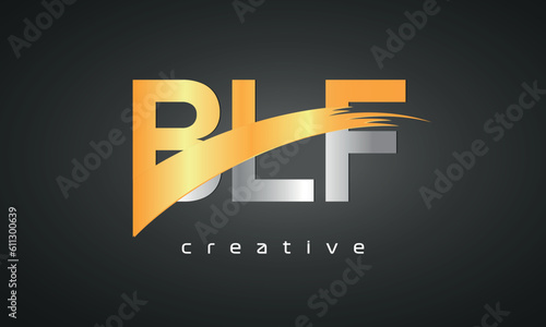 BLF Letters Logo Design with Creative Intersected and Cutted photo