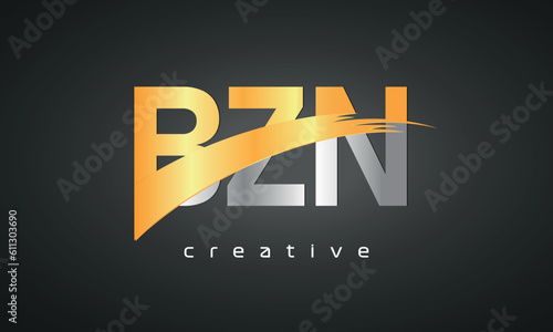 BZN Letters Logo Design with Creative Intersected and Cutted photo