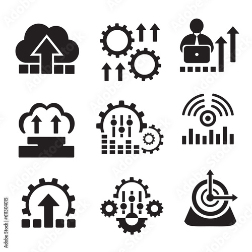A set of vector icons with settings and loading.