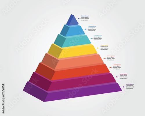 pyramid chart template for infographic for presentation for 8 element