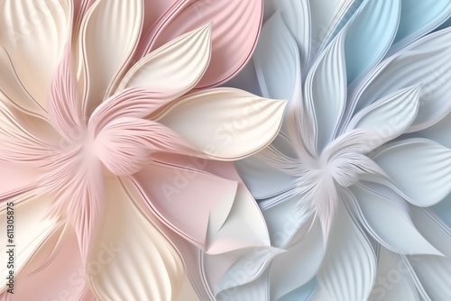 Creative abstract pastel paper craft flowers background