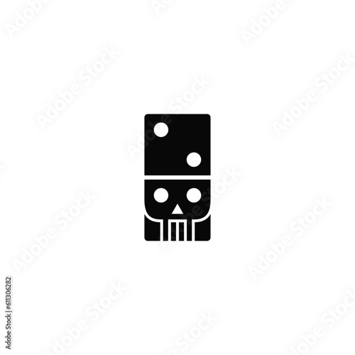 Domino and skull logo design combination.