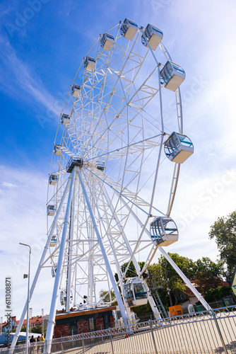 Ferris wheel in an amusement park.