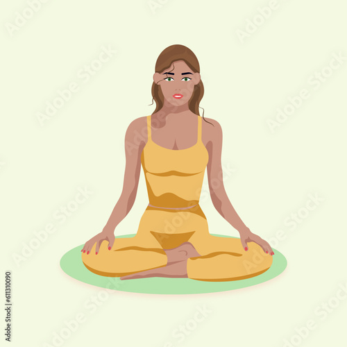 Black girl girl doing yoga, flat style