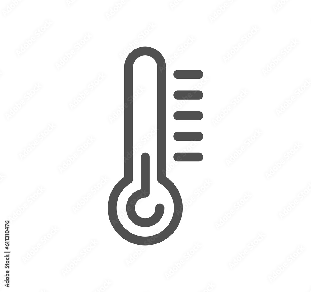 Temperature and thermometer related icon outline and linear symbol.	
