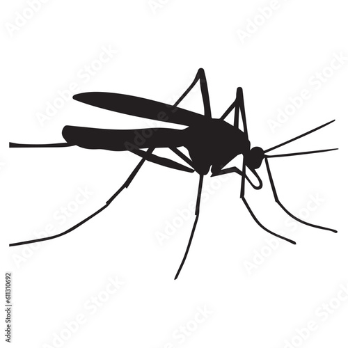 Mosquito Vector Silhouette Illustration, Flat Vector Silhouette Clipart. © Big Dream