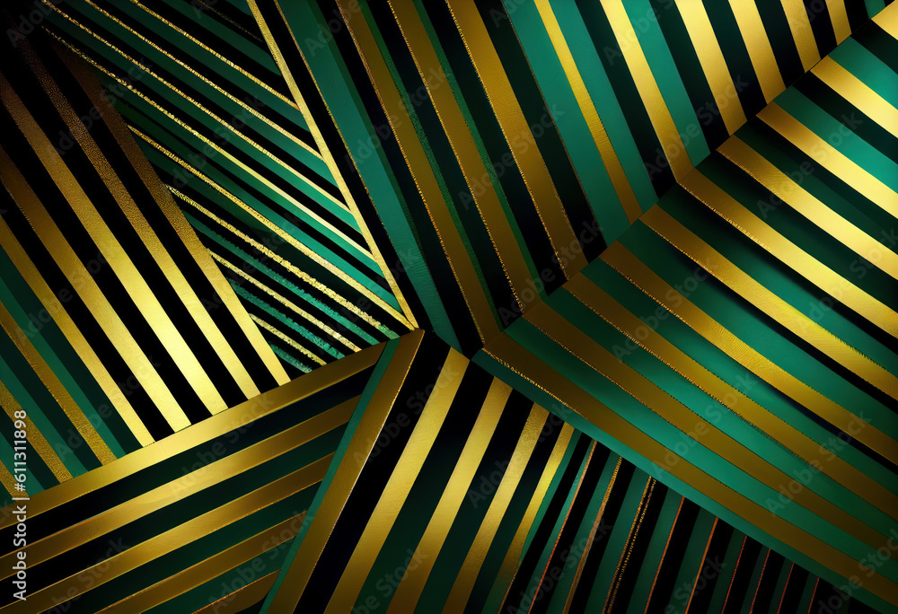 The luxury abstract background in gold and green color. Generative AI.