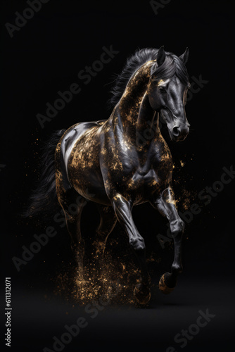 Aesthetic horse   black golden accents