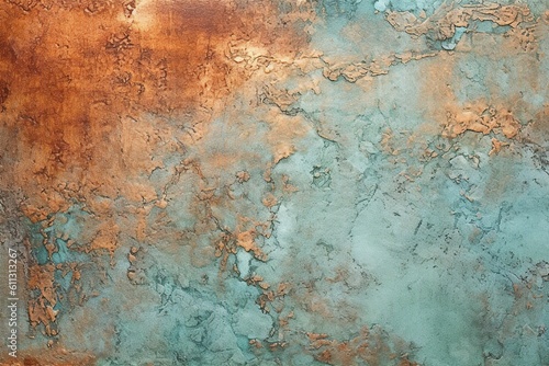 Aged Copper Patina Metal Background Texture created with Generative AI technology