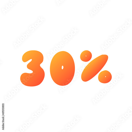 20 percent off sale orange discount logo special offer lettering. Vector design illustration in cartoon actual modern style isolated on white background. For discount, seasonal sale, card, poster.