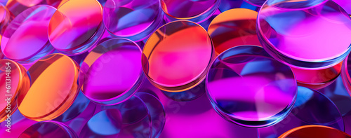Transparent glass with gradient colors background. abstract geometry background. Generative AI
