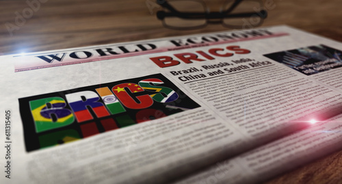 BRICS economy association newspaper on table photo