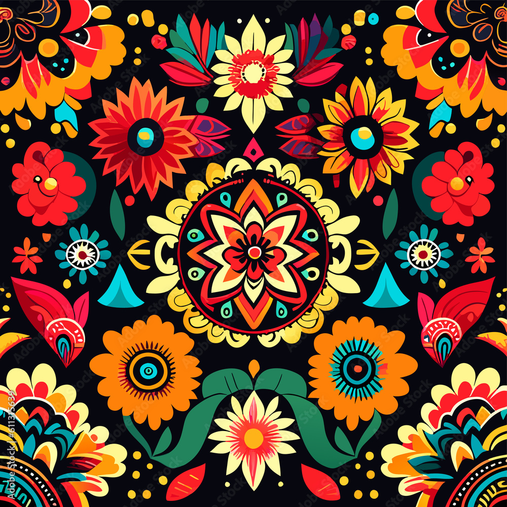 Seamless pattern with flowers and paisley. Vector illustration Seamless pattern with flowers and paisley. Vector illustration