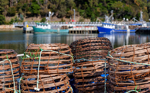 Lobster pots on the marina at St Helens, Tasmania