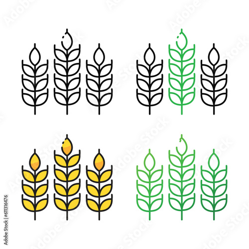 Wheat icon design in four variation color