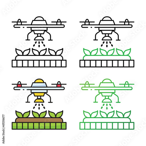 Farming drone icon design in four variation color