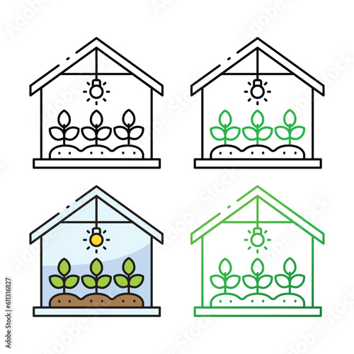Green house icon design in four variation color