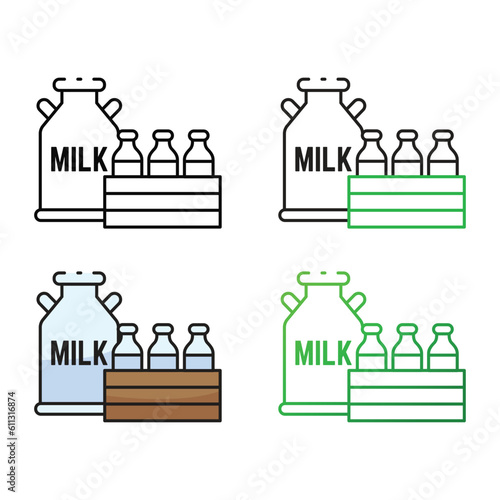 Fresh milk icon design in four variation color