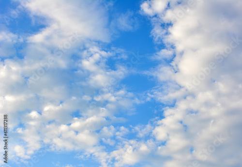 blue sky with cumulus clouds isolated  copy space 