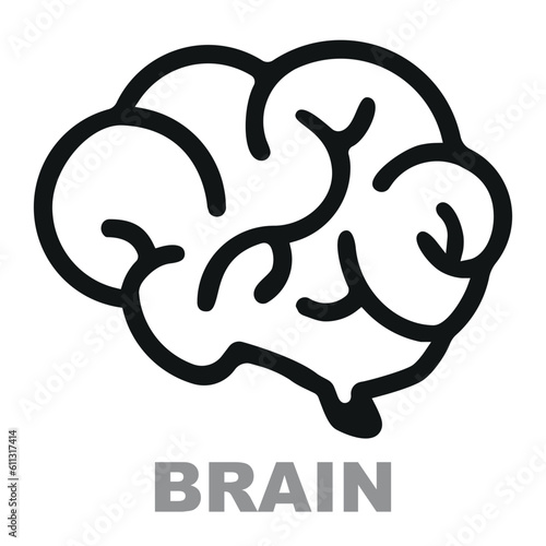 Human brain vector icon. Linear icon on white background.