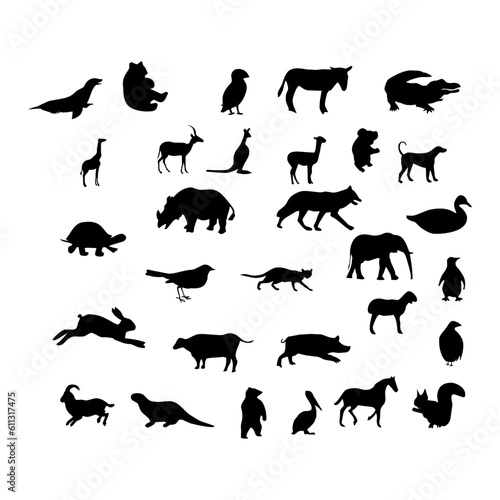Collection of silhouettes of birds. Birds silhouettes vector on isolated background.