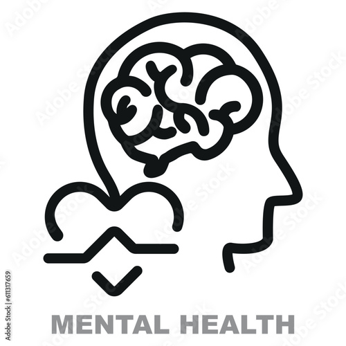 Mental Health Line Icon. Mental health most important.