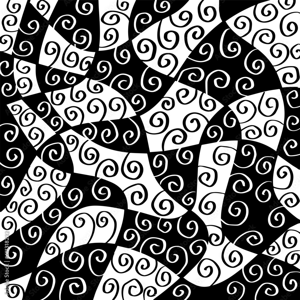  Doodle line art swirls background