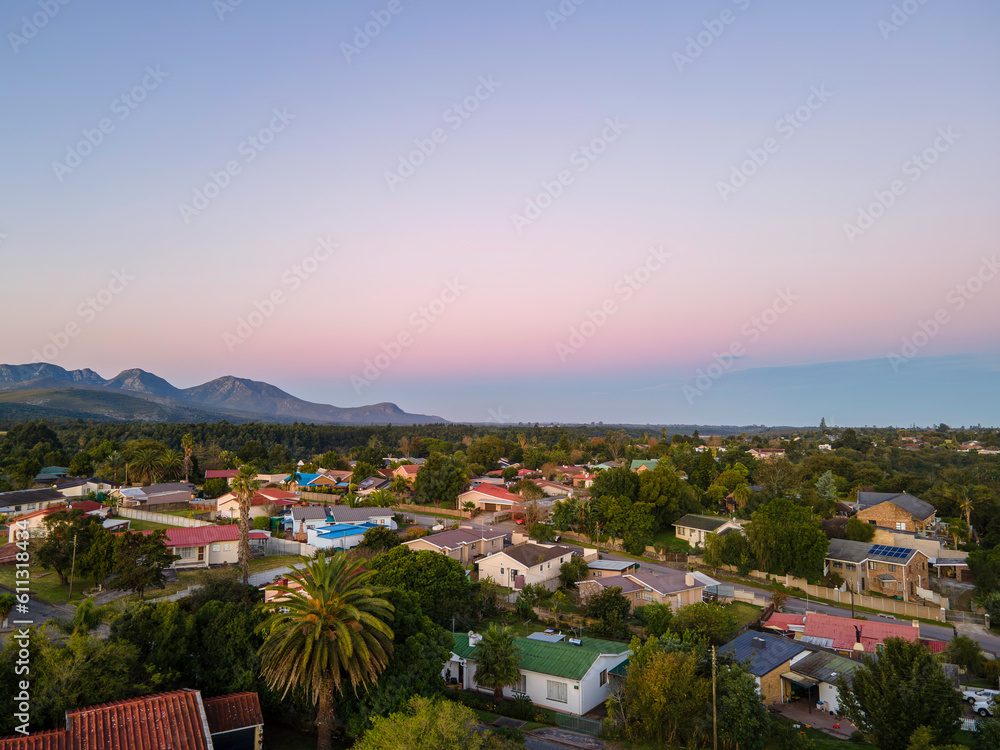 Neighbourhood Denneoord Colourfull Sunset Outeniqua Mountains George Western Cape South Africa June 2023