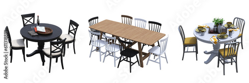 diner table isolated on white background  3D illustration  cg render