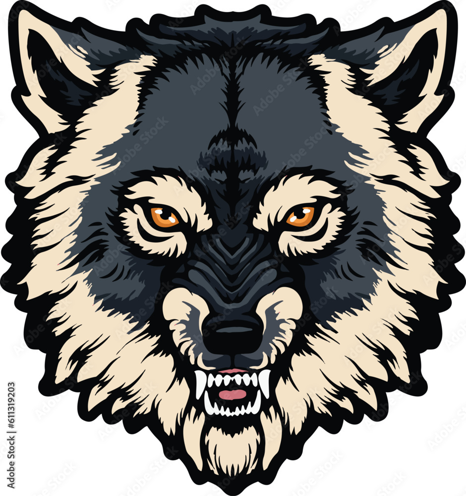 Fototapeta premium Wolf Face Illustration. Wild. Face. Vector